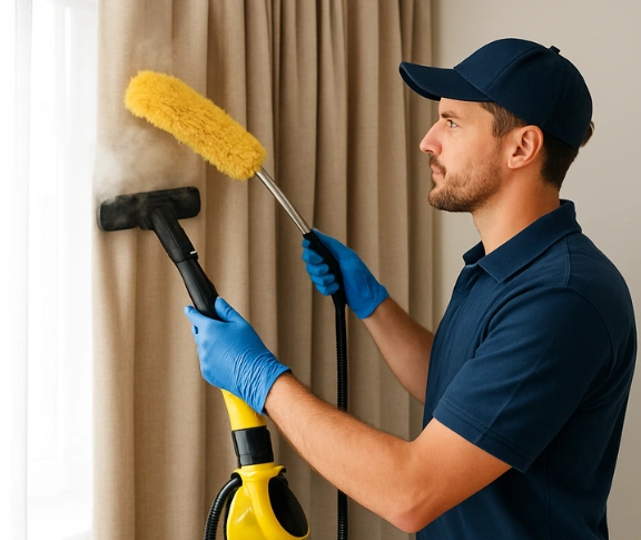 Trusted curtain steam cleaning technician Matty Curtain Cleaning yandina QLD